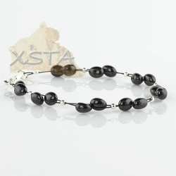 Black olive amber bracelet with wire